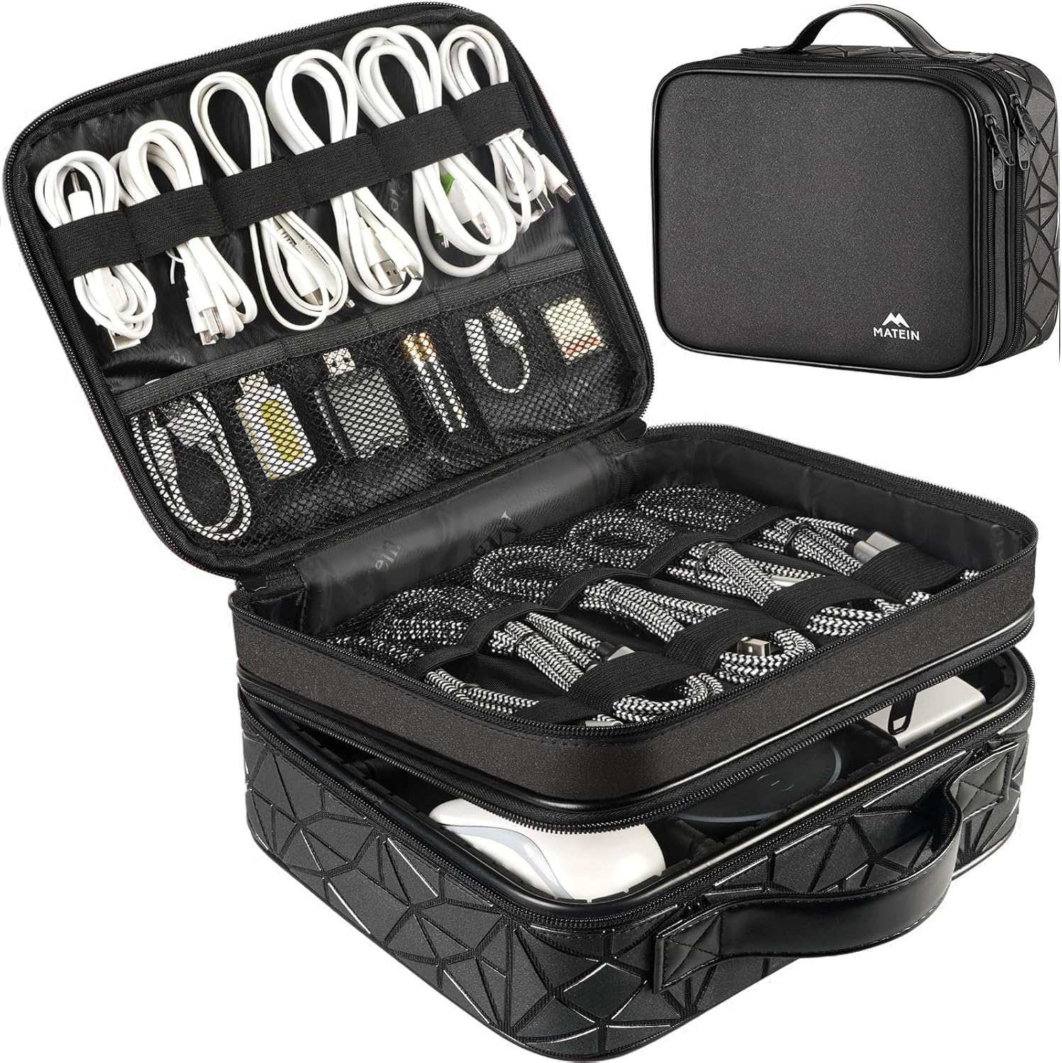 DJ unpacking MATEIN cable bag on a stage side table