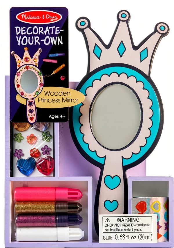 Melissa & Doug Princess Wooden Oval Mirror DYO Multi‑Color-0