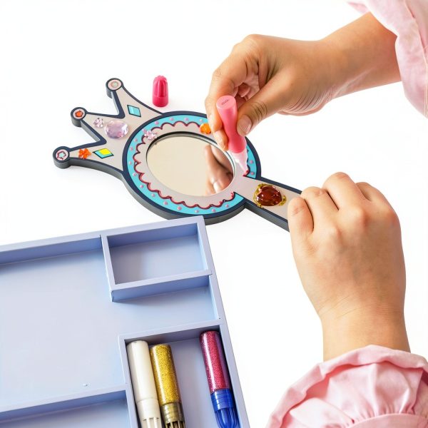 Melissa & Doug Princess Wooden Oval Mirror DYO Multi‑Color-6