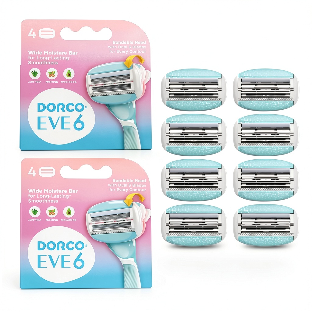 Dorco Curved 6 Blade Razor close-up showing moisture bars