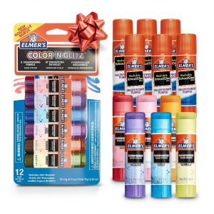 Elmers Glitter Glue Sticks 6 Colors plus Disappearing Purple 24 Count-0