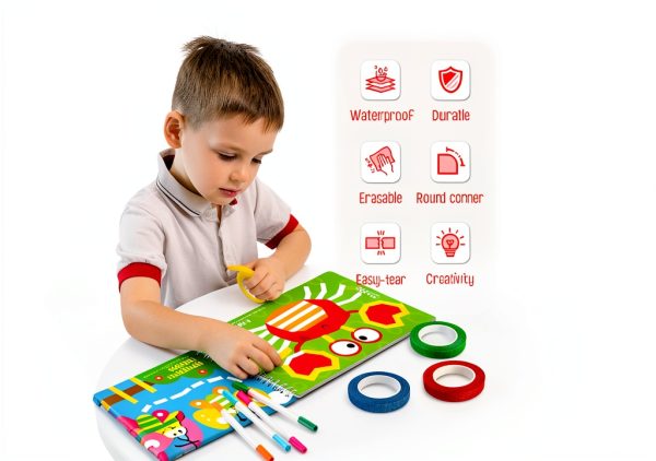 SpriteGru Reusable Tape Activity Book with 30 Scenes and 8.9x5.5in-5